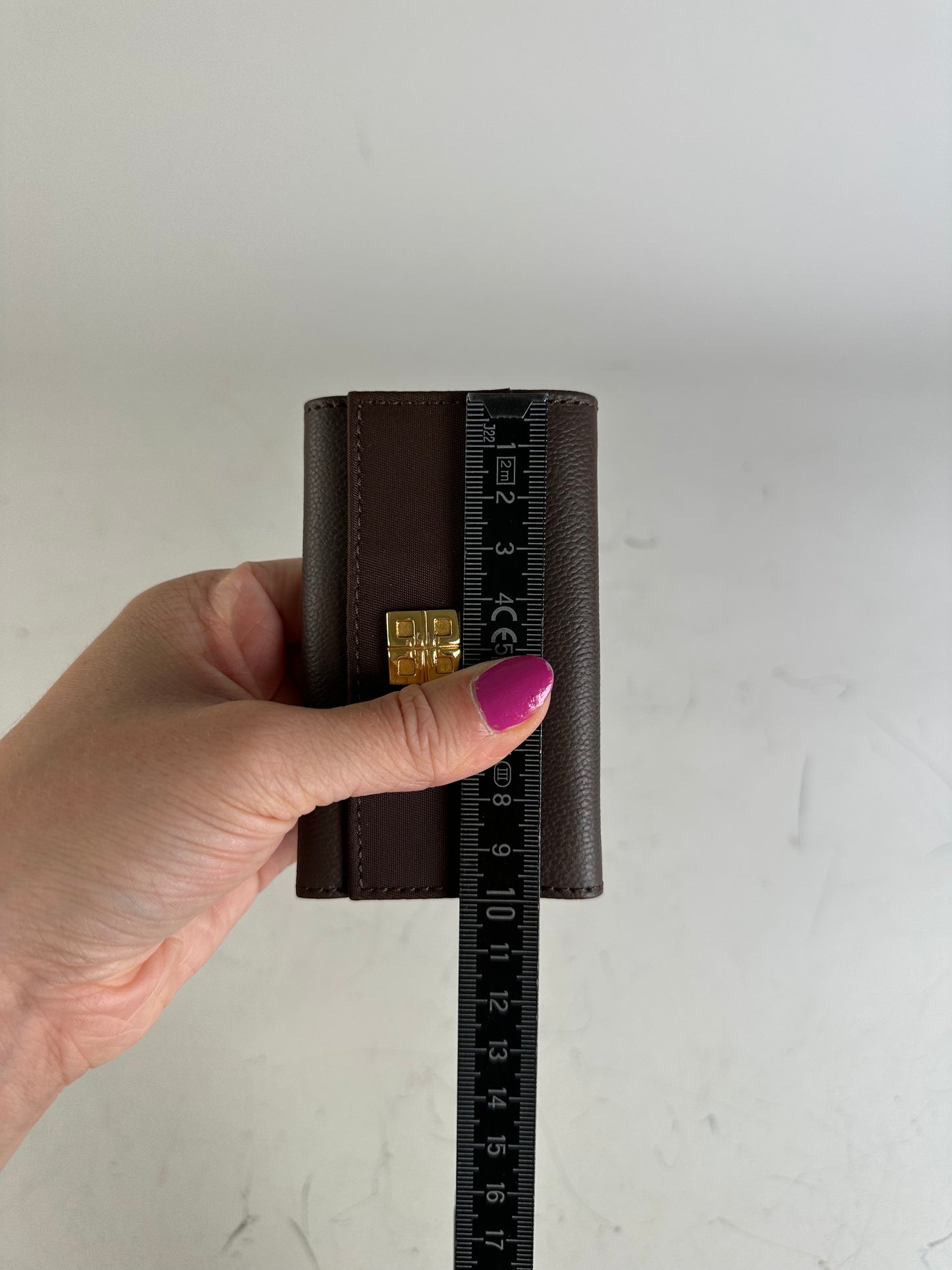 Vintage Givenchy Calfskin Leather Key Holder Dark Brown Gold