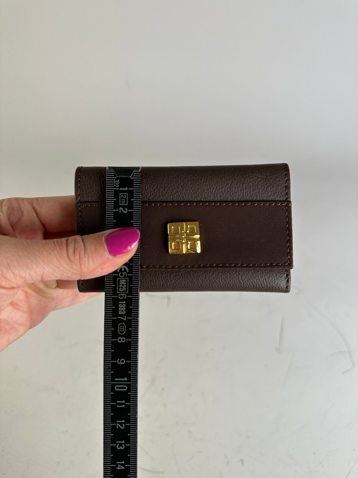 Vintage Givenchy Calfskin Leather Key Holder Dark Brown Gold