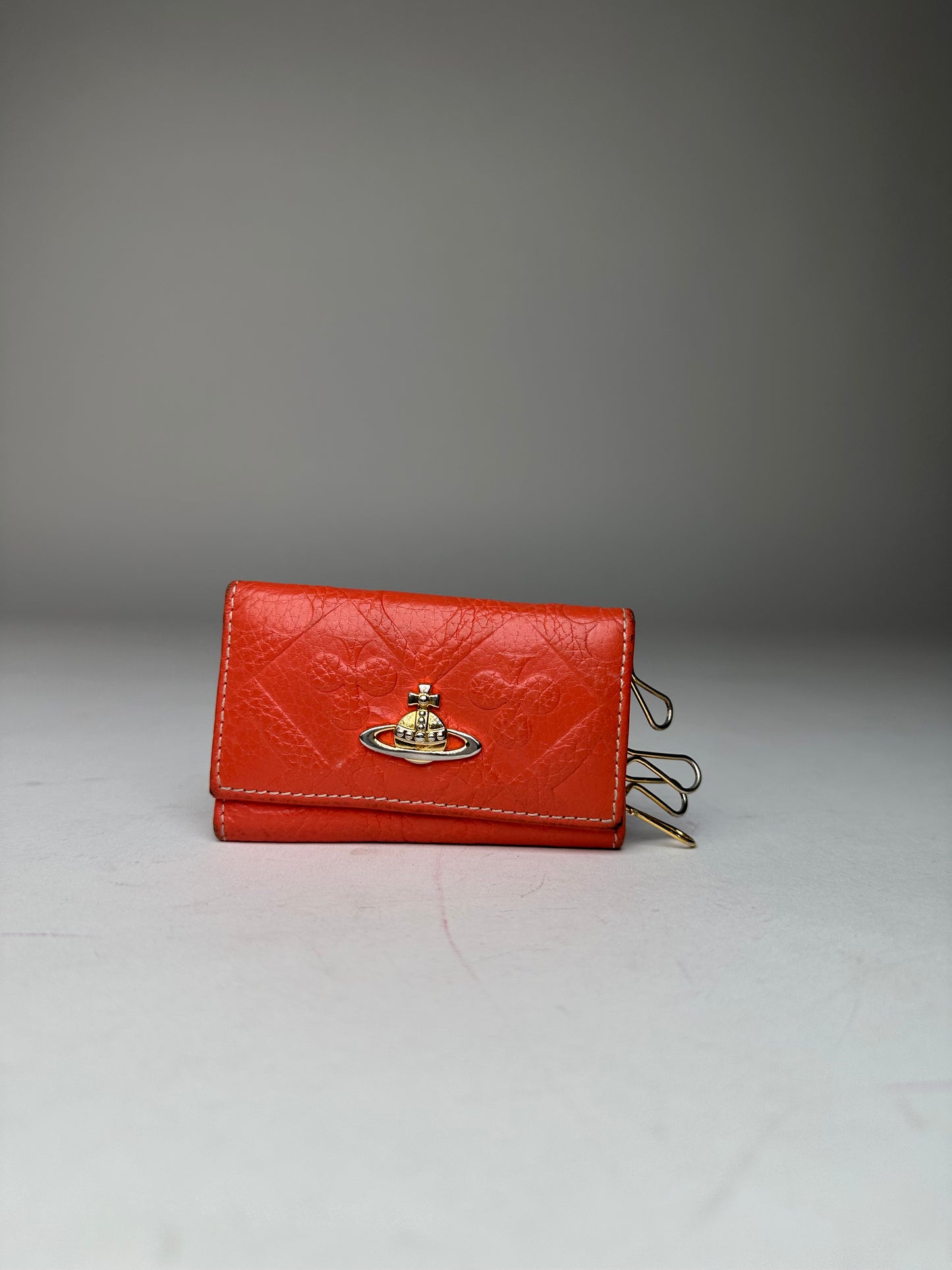 Vintage Vivienne Westwood Orb Monogram Leather Key Holder Orange