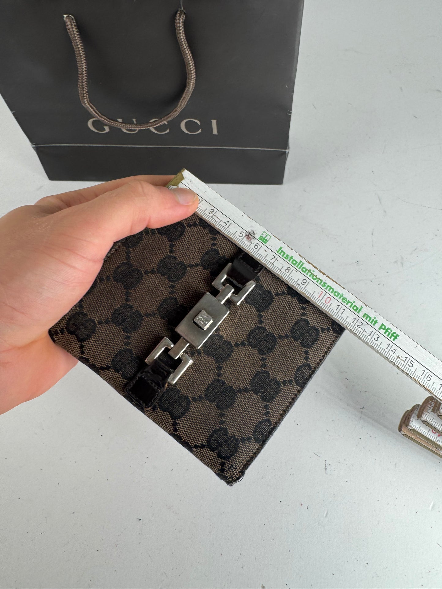 Vintage Gucci Jackie Monogram Wallet Brown Black