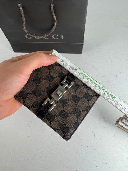 Vintage Gucci Jackie Monogram Wallet Brown Black