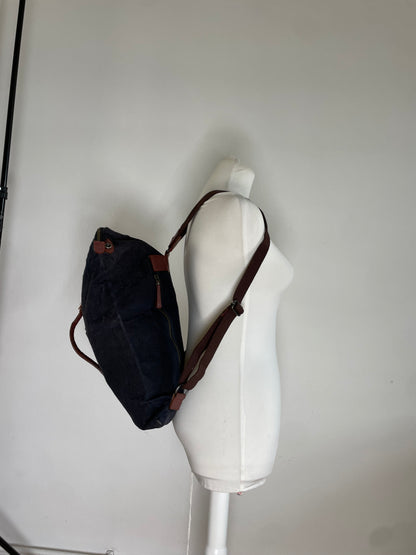 Vintage Issey Miyake Canvas Backpack Navy Brown