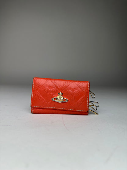 Vintage Vivienne Westwood Orb Monogram Leather Key Holder Orange