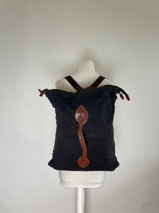 Vintage Issey Miyake Canvas Backpack Navy Brown