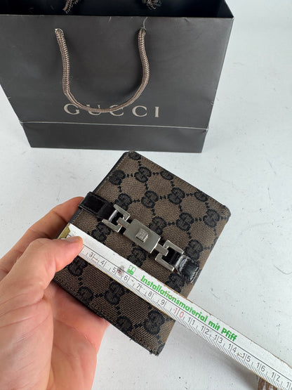 Vintage Gucci Jackie Monogram Wallet Brown Black