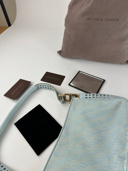 Vintage Bottega Veneta Monogram Suede Leather Bag Turquoise
