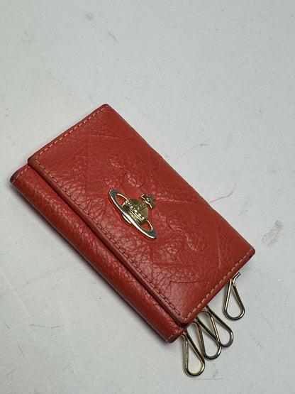 Vintage Vivienne Westwood Orb Monogram Leather Key Holder Orange