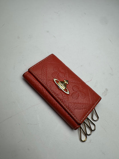 Vintage Vivienne Westwood Orb Monogram Leather Key Holder Orange