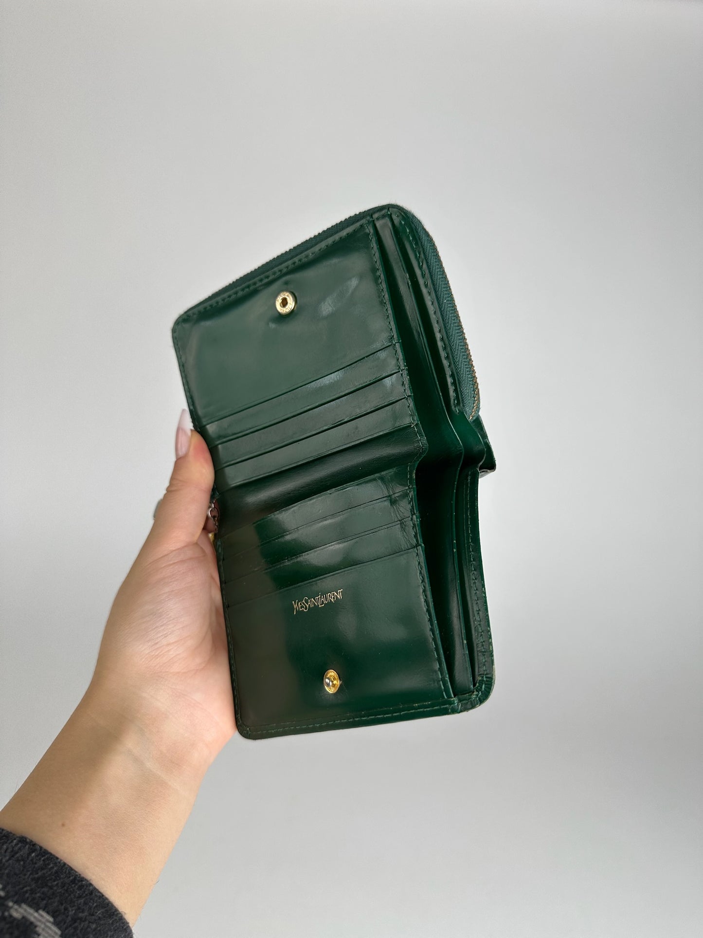 Vintage Yves Saint Laurent Leather Wallet Green