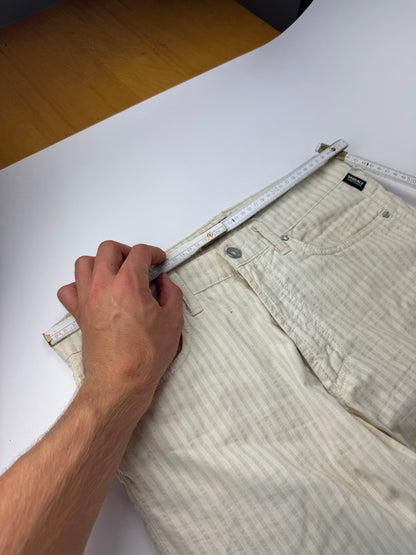 Vintage Versace pants white beige striped M