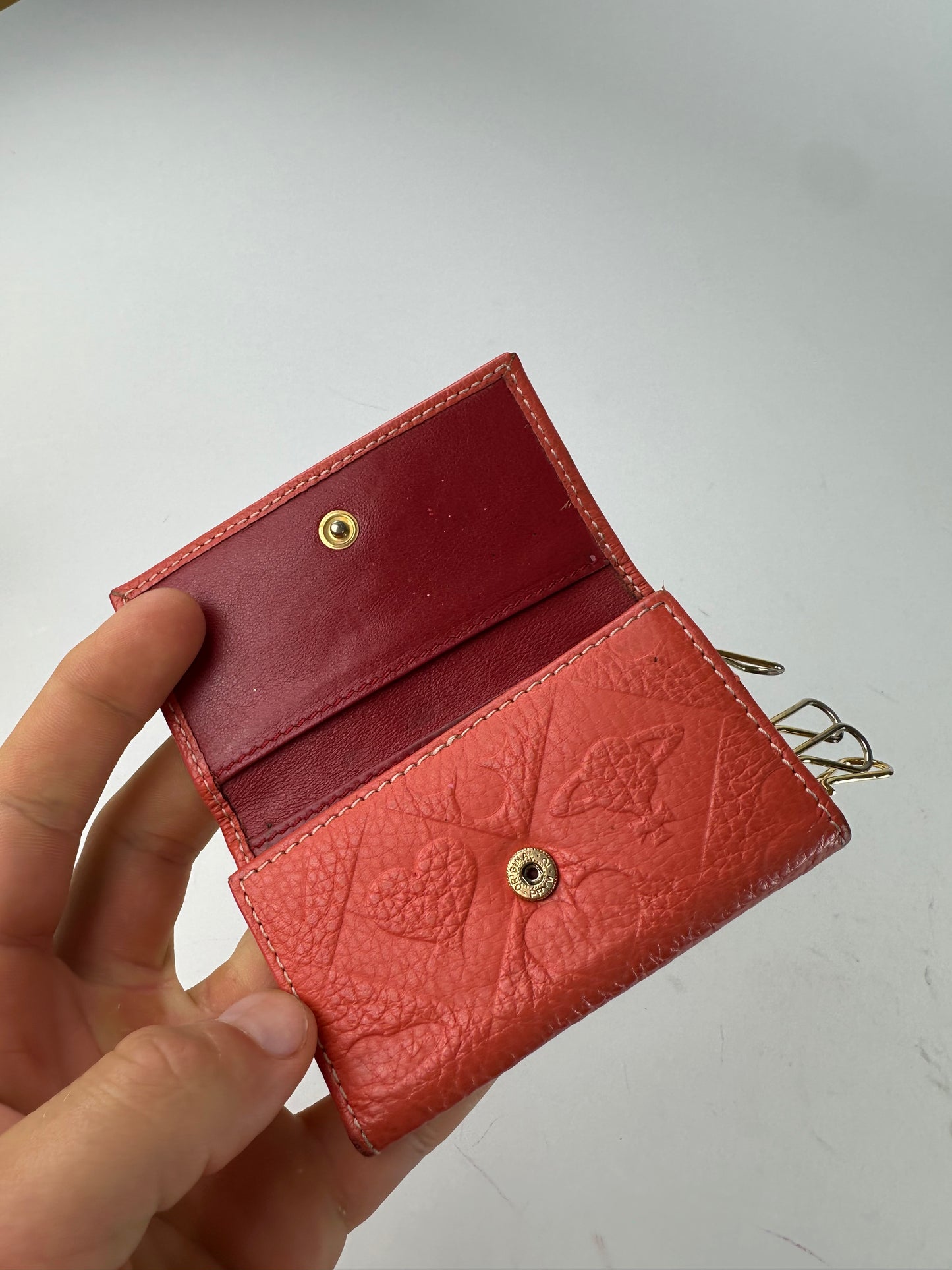 Vintage Vivienne Westwood Orb Monogram Leather Key Holder Orange