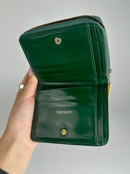 Vintage Yves Saint Laurent Leather Wallet Green