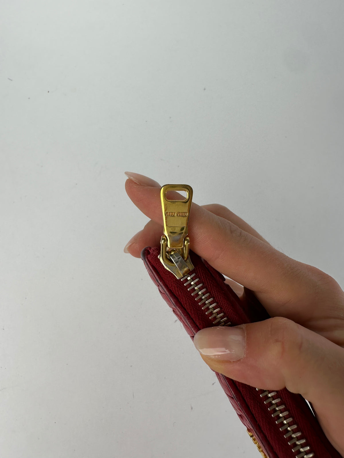 Vintage Miu Miu Matelassé Quilted Leather Bifold Wallet c. 2006–2015 Red