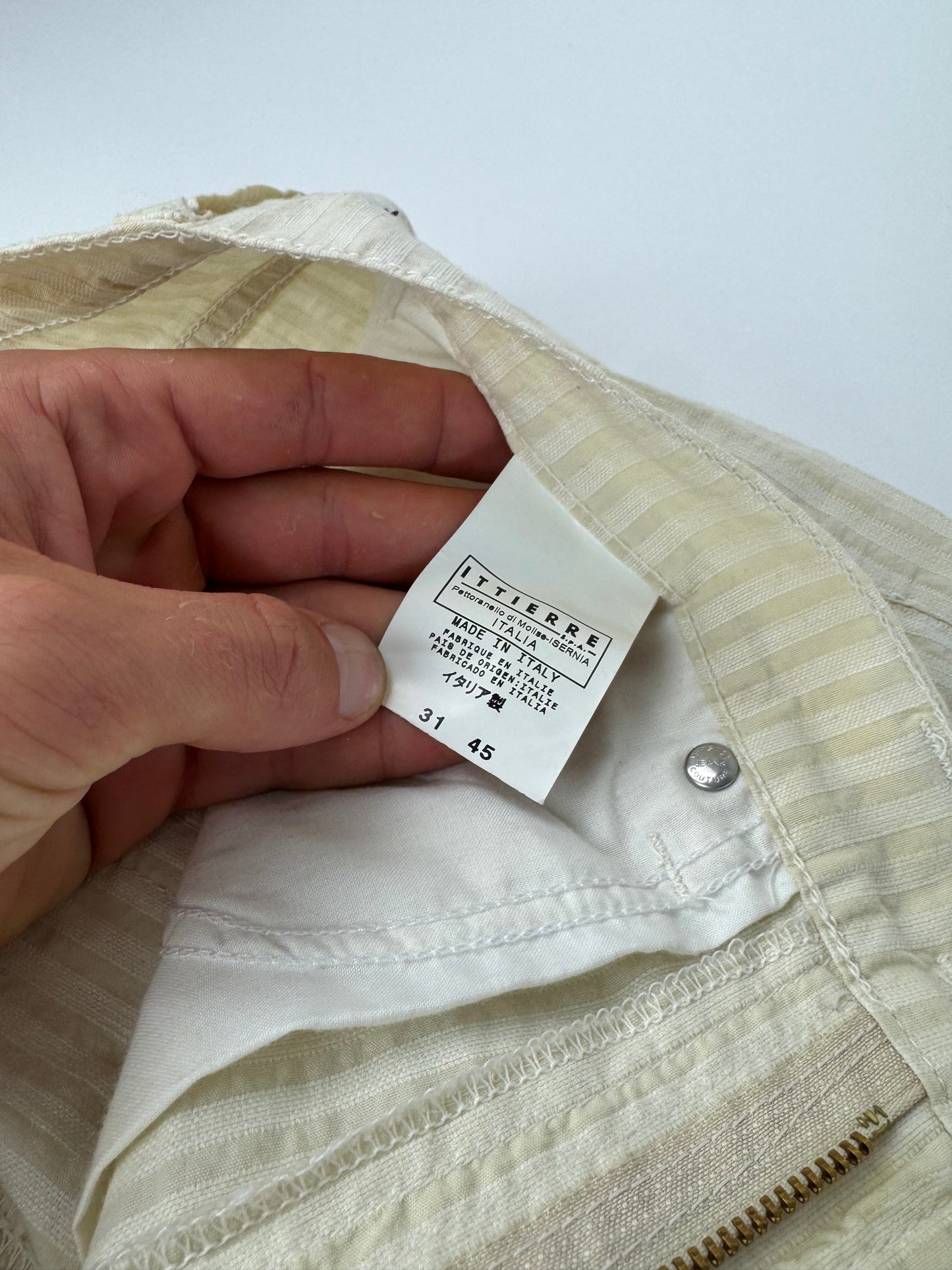 Vintage Versace pants white beige striped M