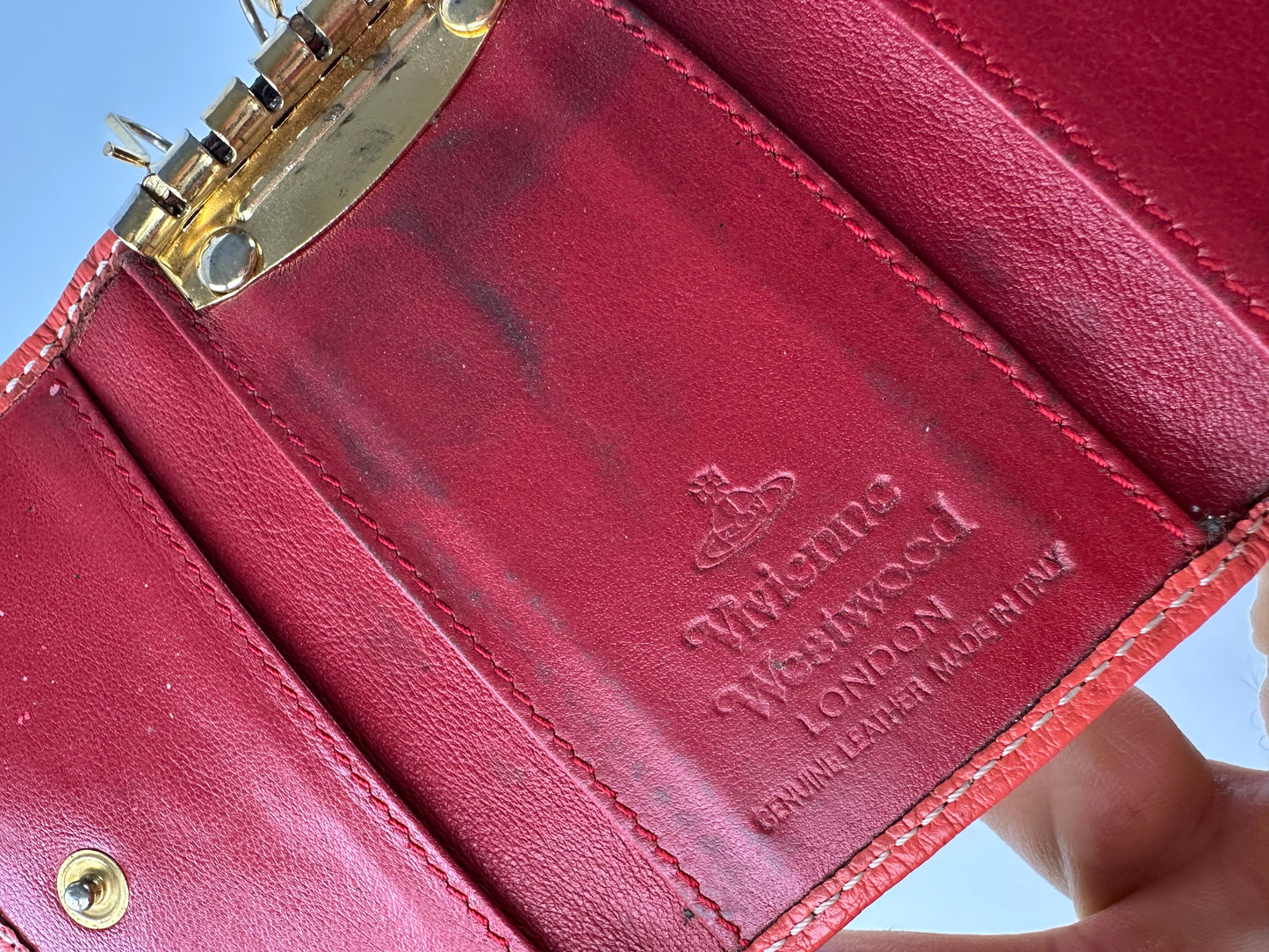 Vintage Vivienne Westwood Orb Monogram Leather Key Holder Orange