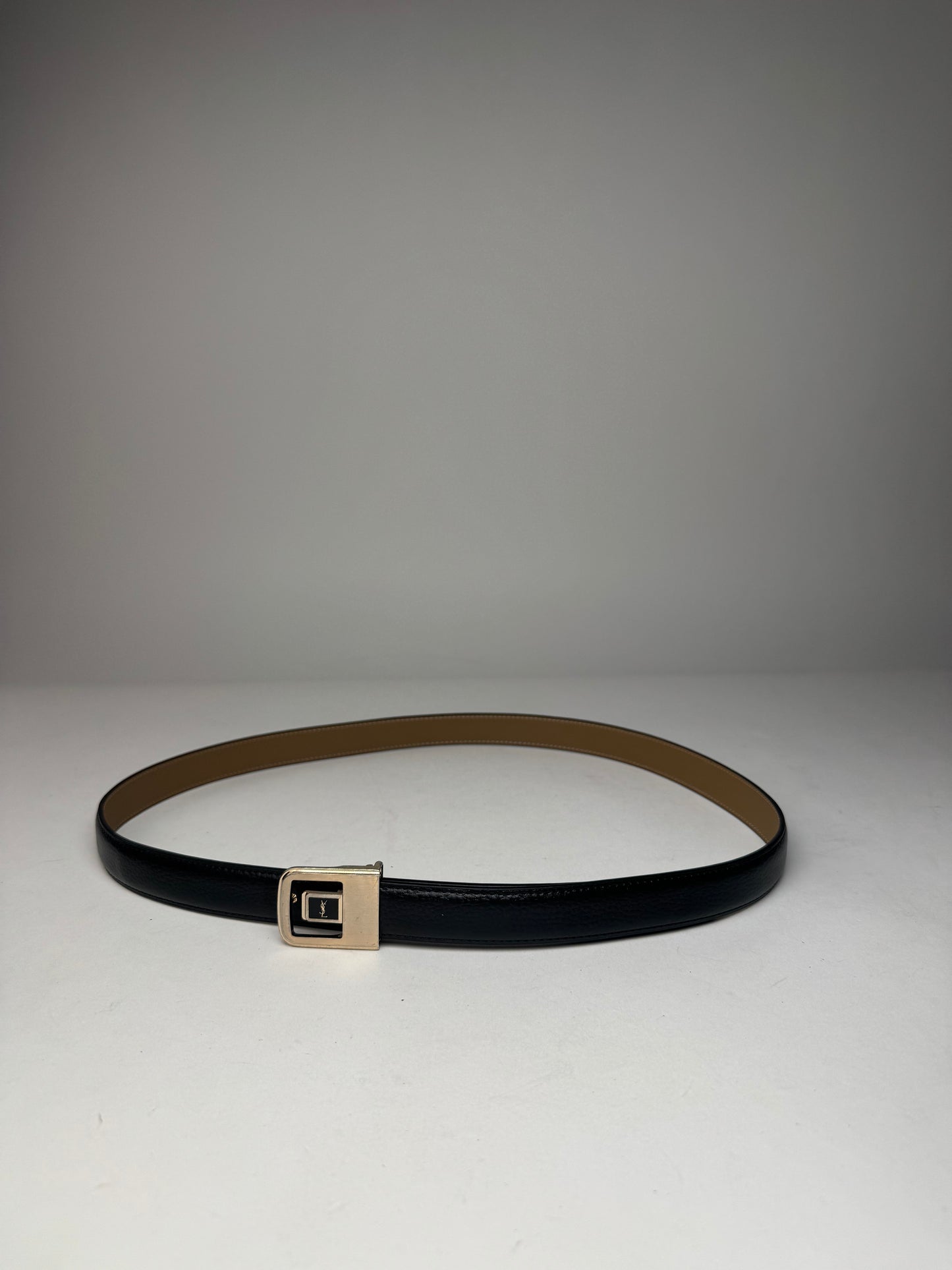Vintage Yves Saint Laurent Leather Belt Black