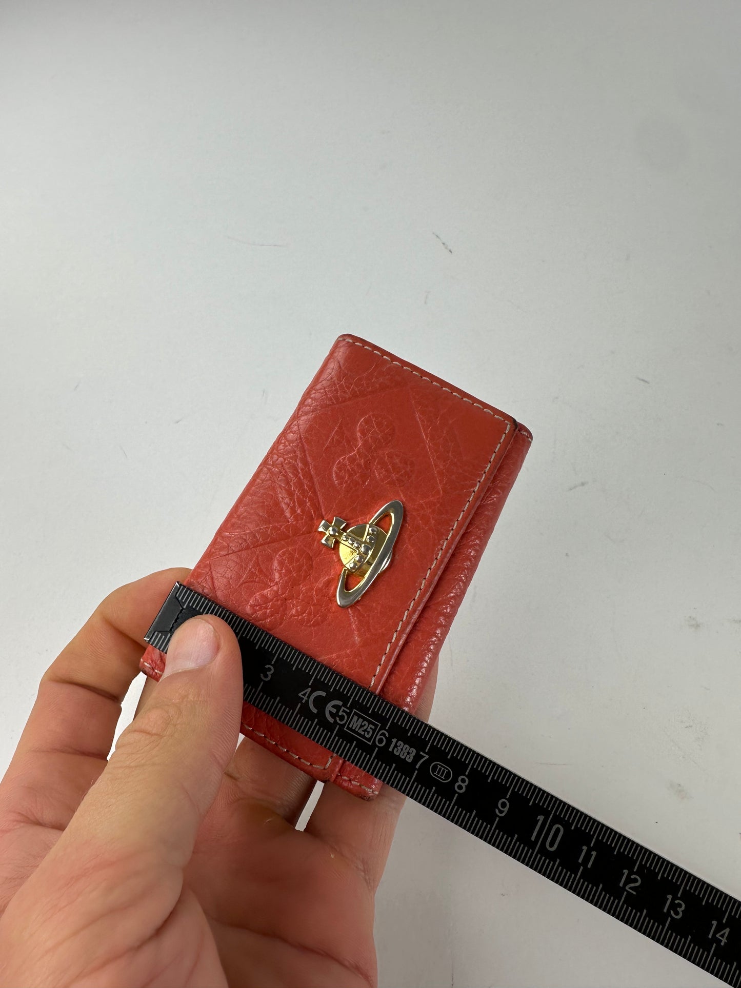 Vintage Vivienne Westwood Orb Monogram Leather Key Holder Orange