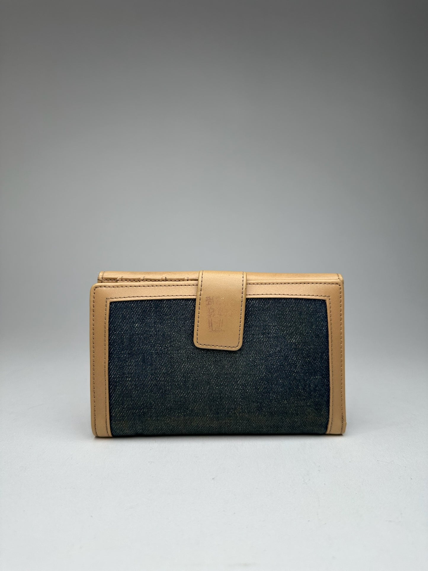 Vintage Courreges Leather Denim Wallet brown navy