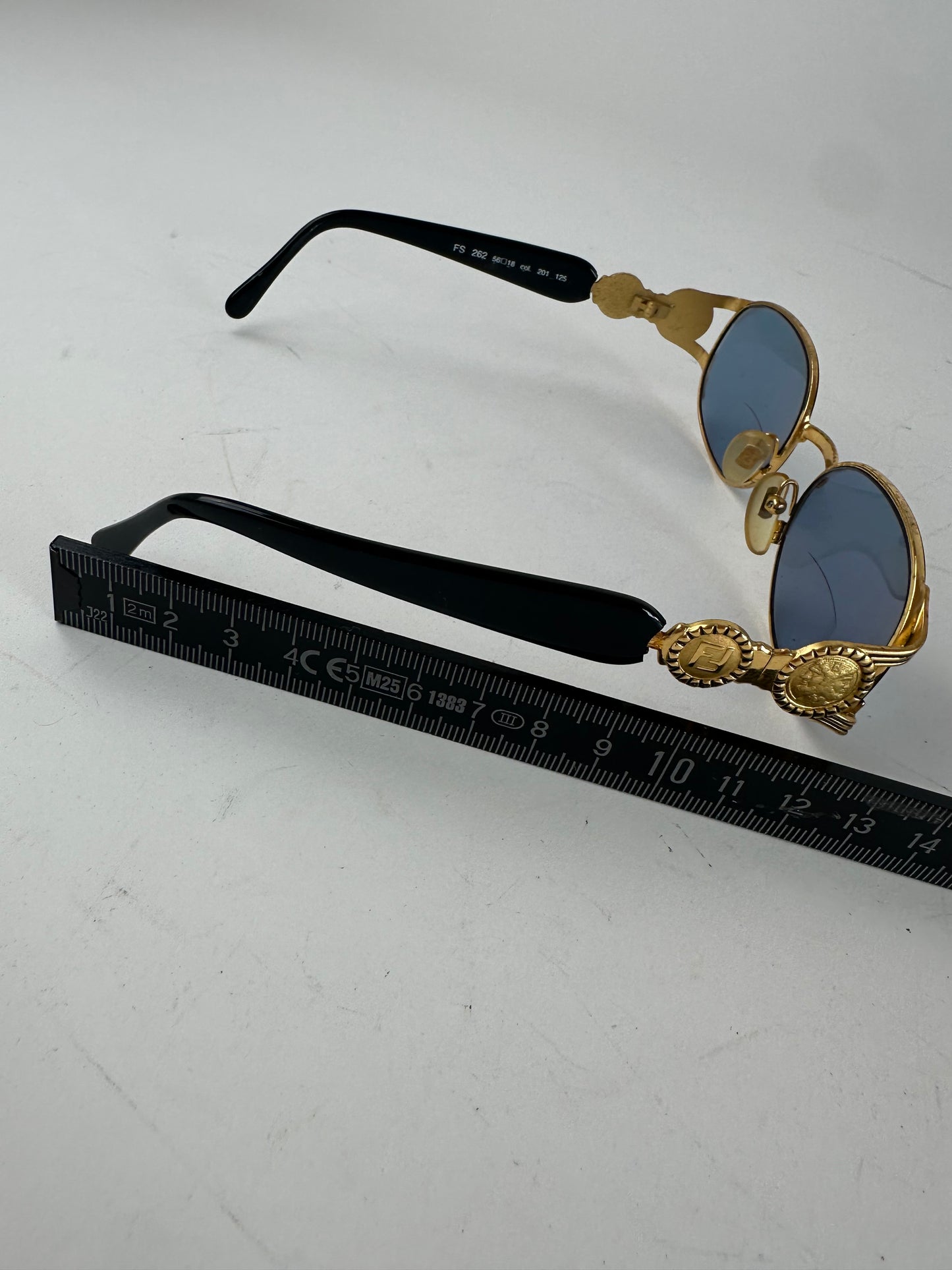 Vintage Fendi Roma Sunglasses Black Gold Blue