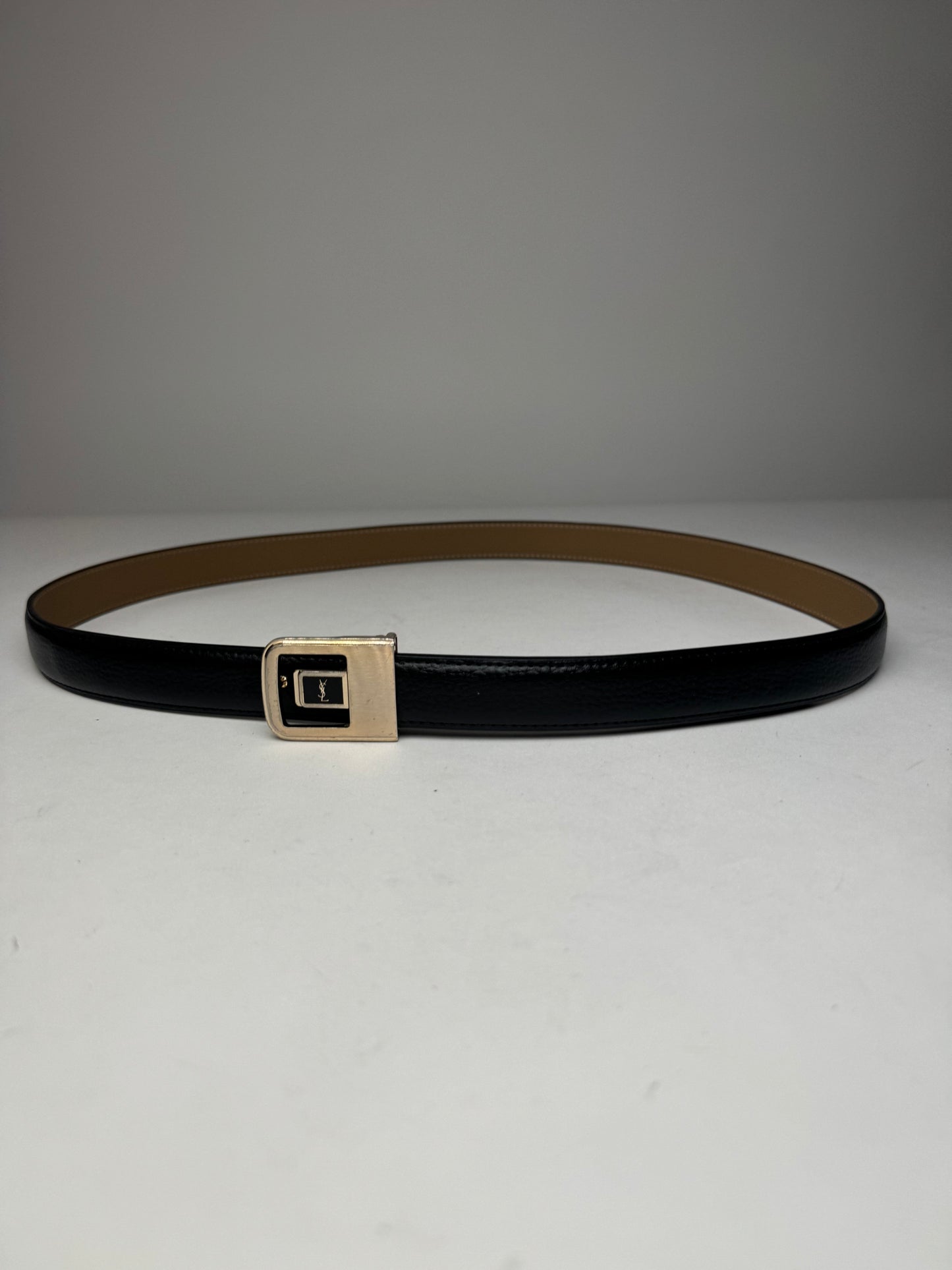 Vintage Yves Saint Laurent Leather Belt Black