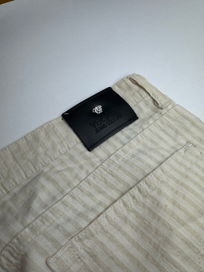 Vintage Versace pants white beige striped M