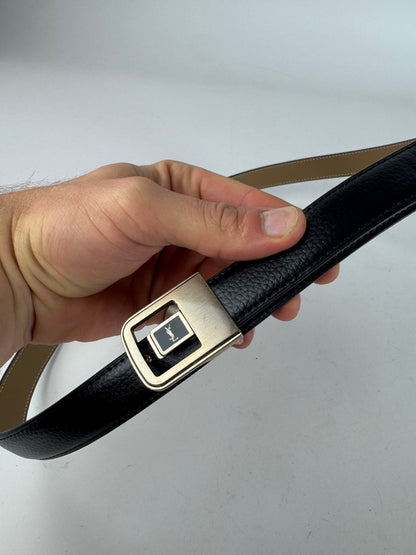 Vintage Yves Saint Laurent Leather Belt Black