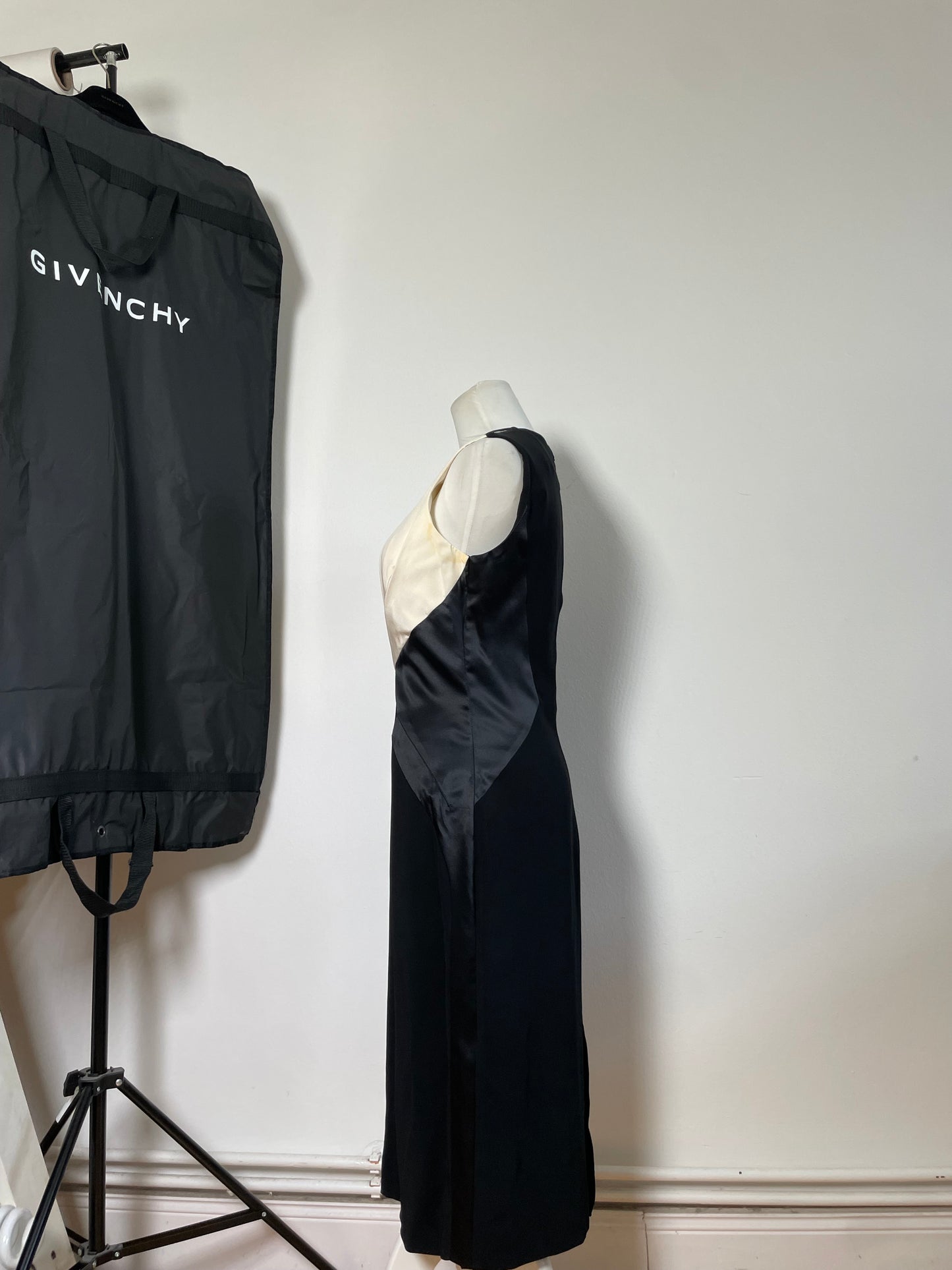 Vintage Givenchy Silk Dress Black Cream M