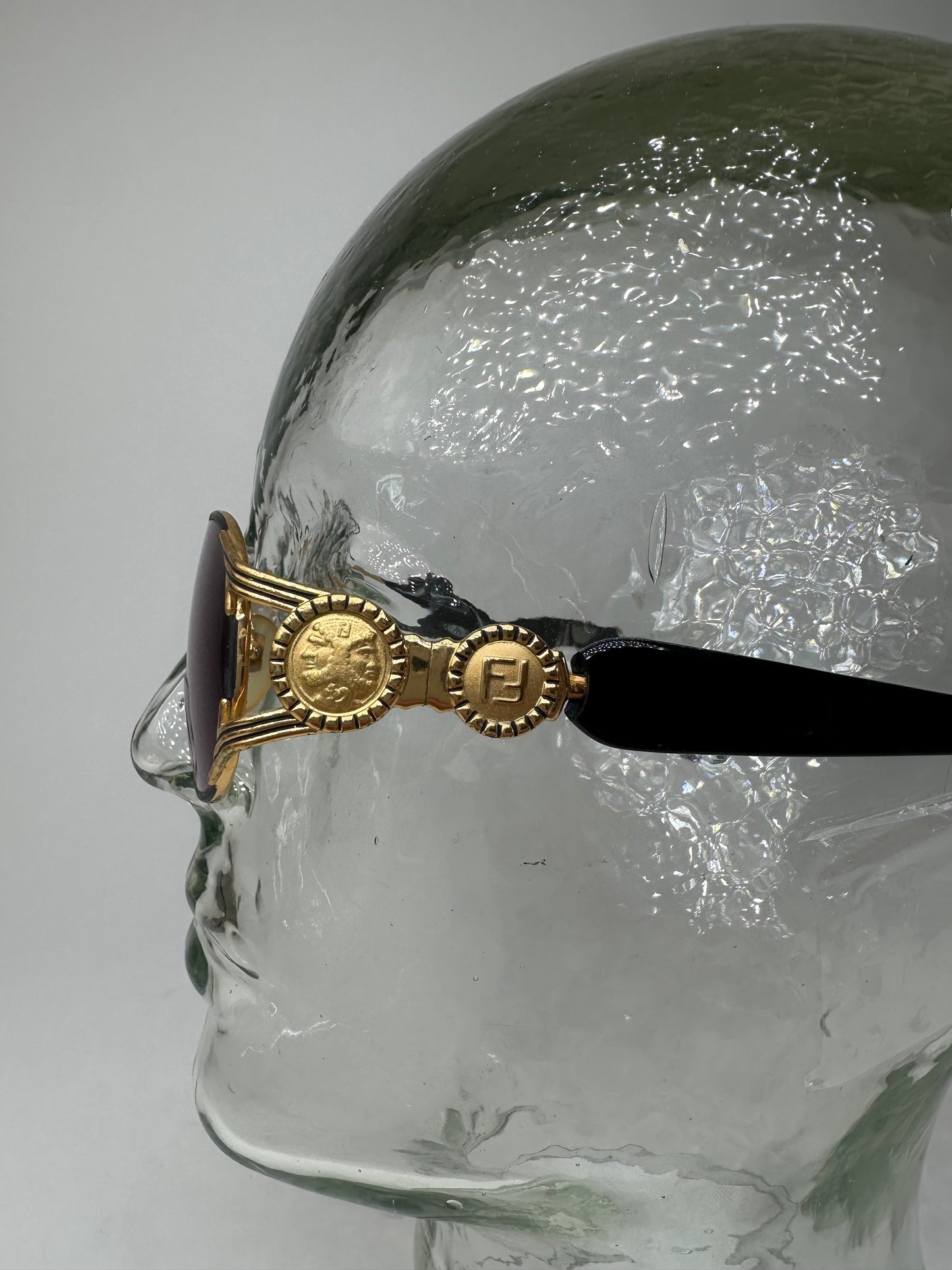 Vintage Fendi Roma Sunglasses Black Gold Blue