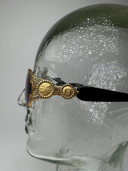 Vintage Fendi Roma Sunglasses Black Gold Blue