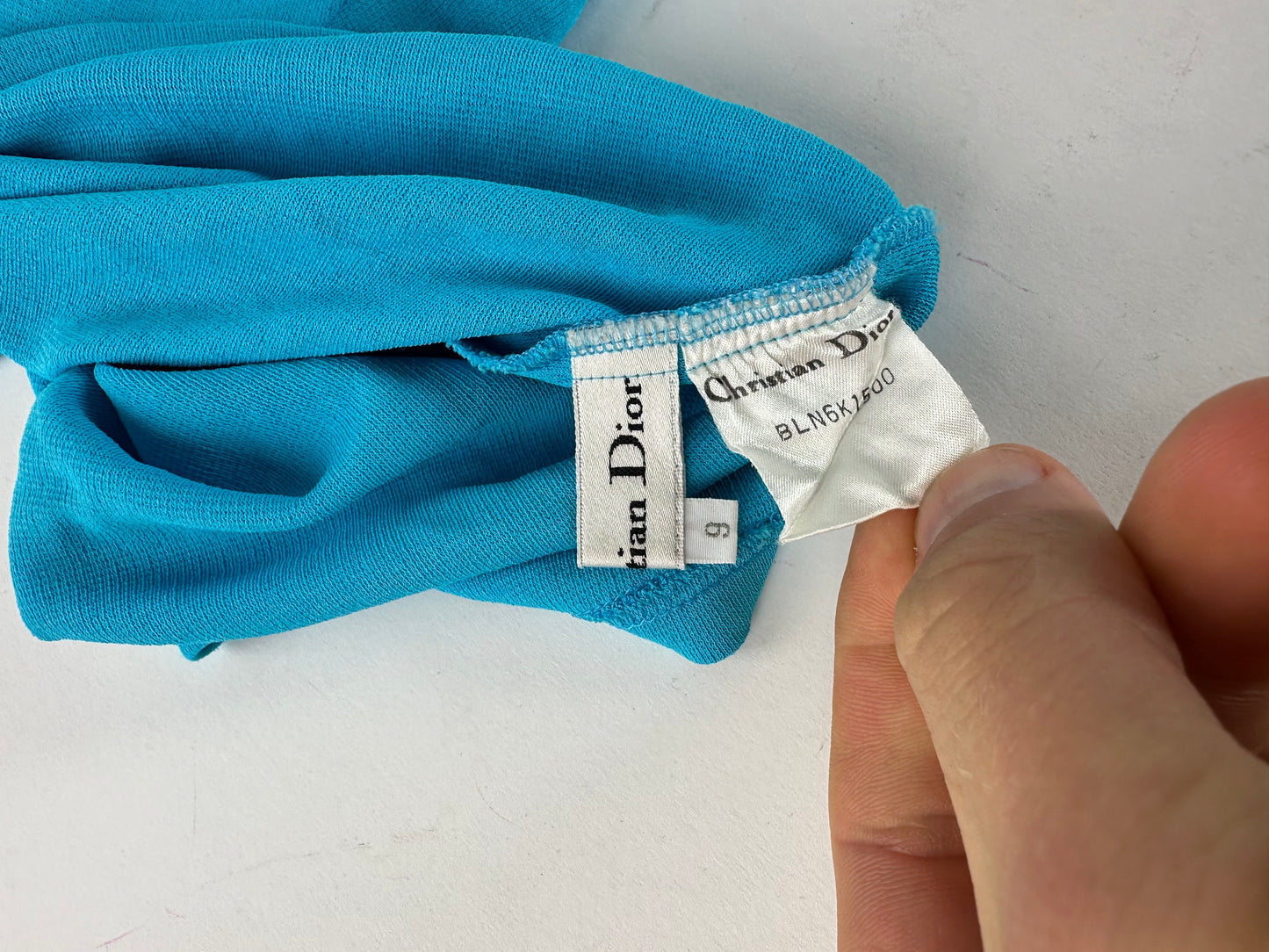 Vintage Christian Dior Boat Neck Knit Top Turquoise L