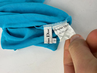 Vintage Christian Dior Boat Neck Knit Top Turquoise L