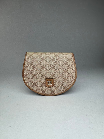 Vintage Celine Triomphe Leather wallet beige brown