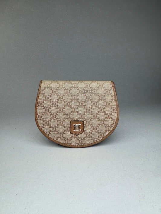 Vintage Celine Triomphe Leather wallet beige brown