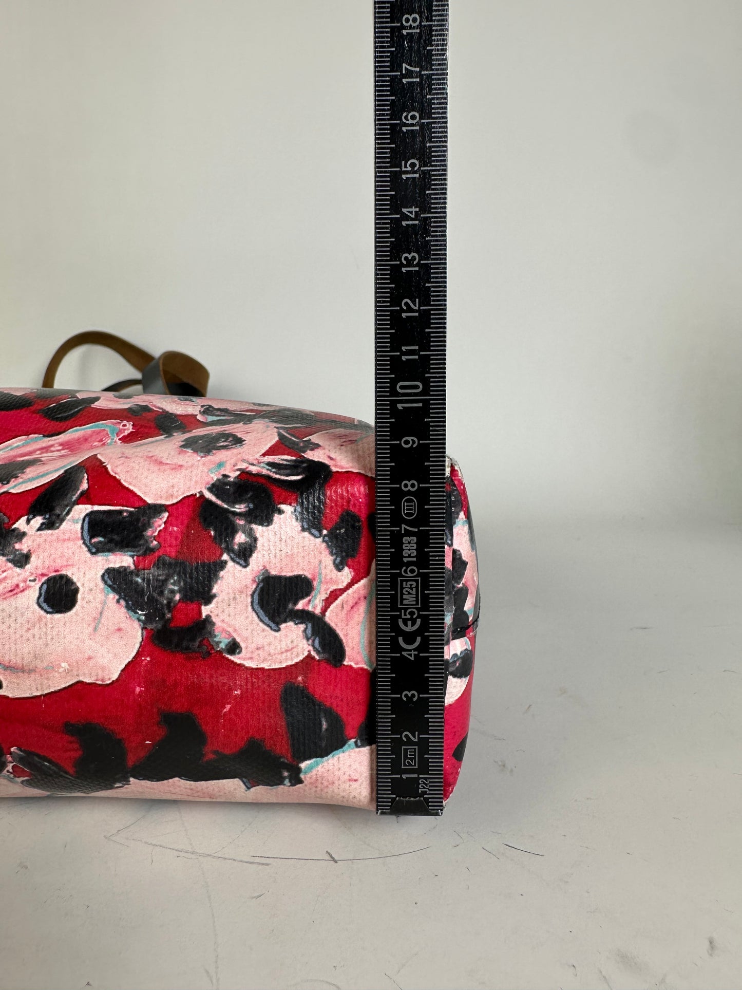 Vintage Marni Floral Coated Canvas Tote Red Pink Black