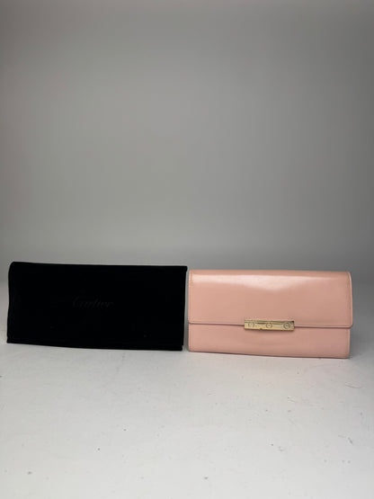 Vintage Cartier Patent Leather Wallet Pink