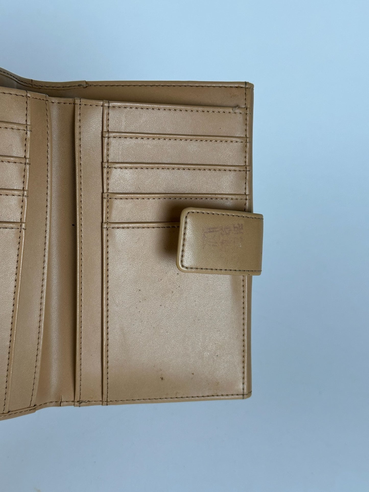 Vintage Courreges Leather Denim Wallet brown navy