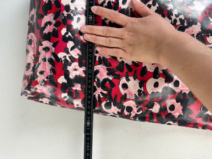 Vintage Marni Floral Coated Canvas Tote Red Pink Black