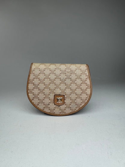 Vintage Celine Triomphe Leather wallet beige brown