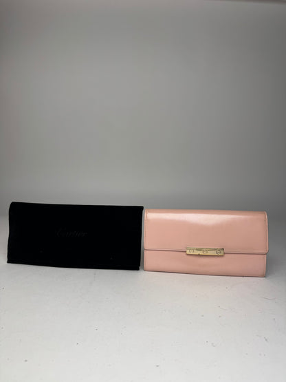 Vintage Cartier Patent Leather Wallet Pink