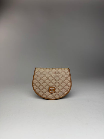 Vintage Celine Triomphe Leather wallet beige brown
