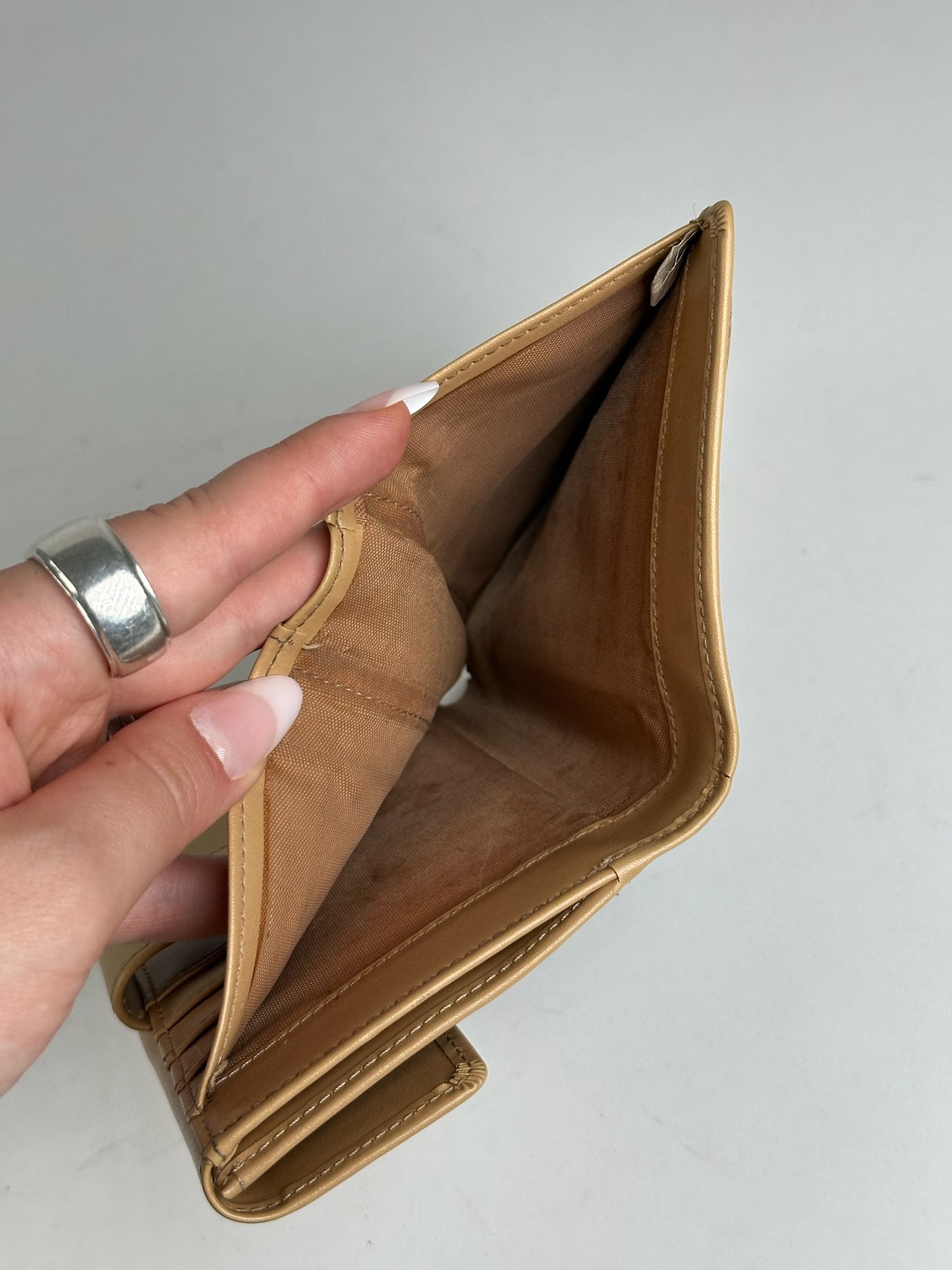 Vintage Courreges Leather Denim Wallet brown navy