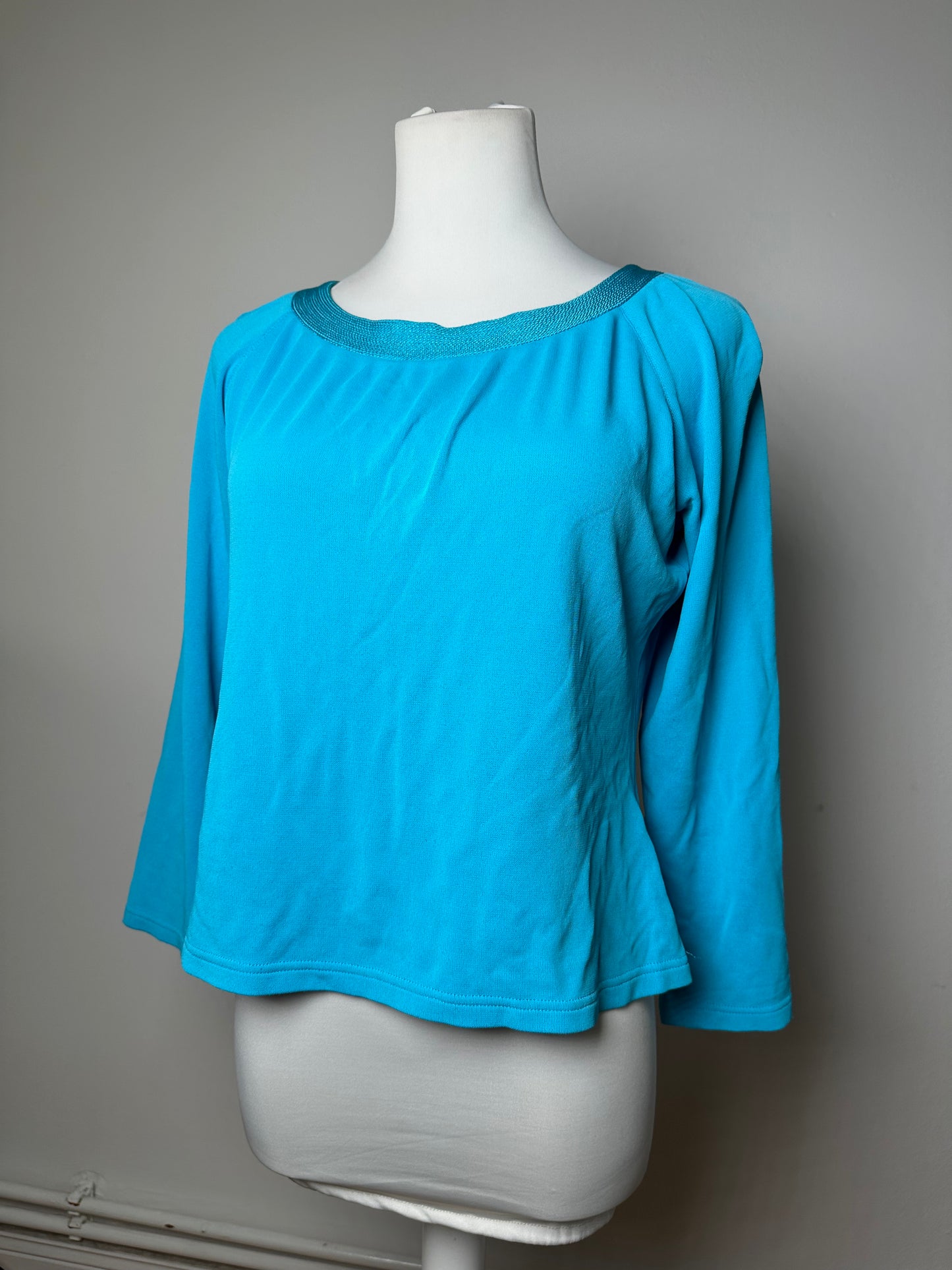 Vintage Christian Dior Boat Neck Knit Top Turquoise L