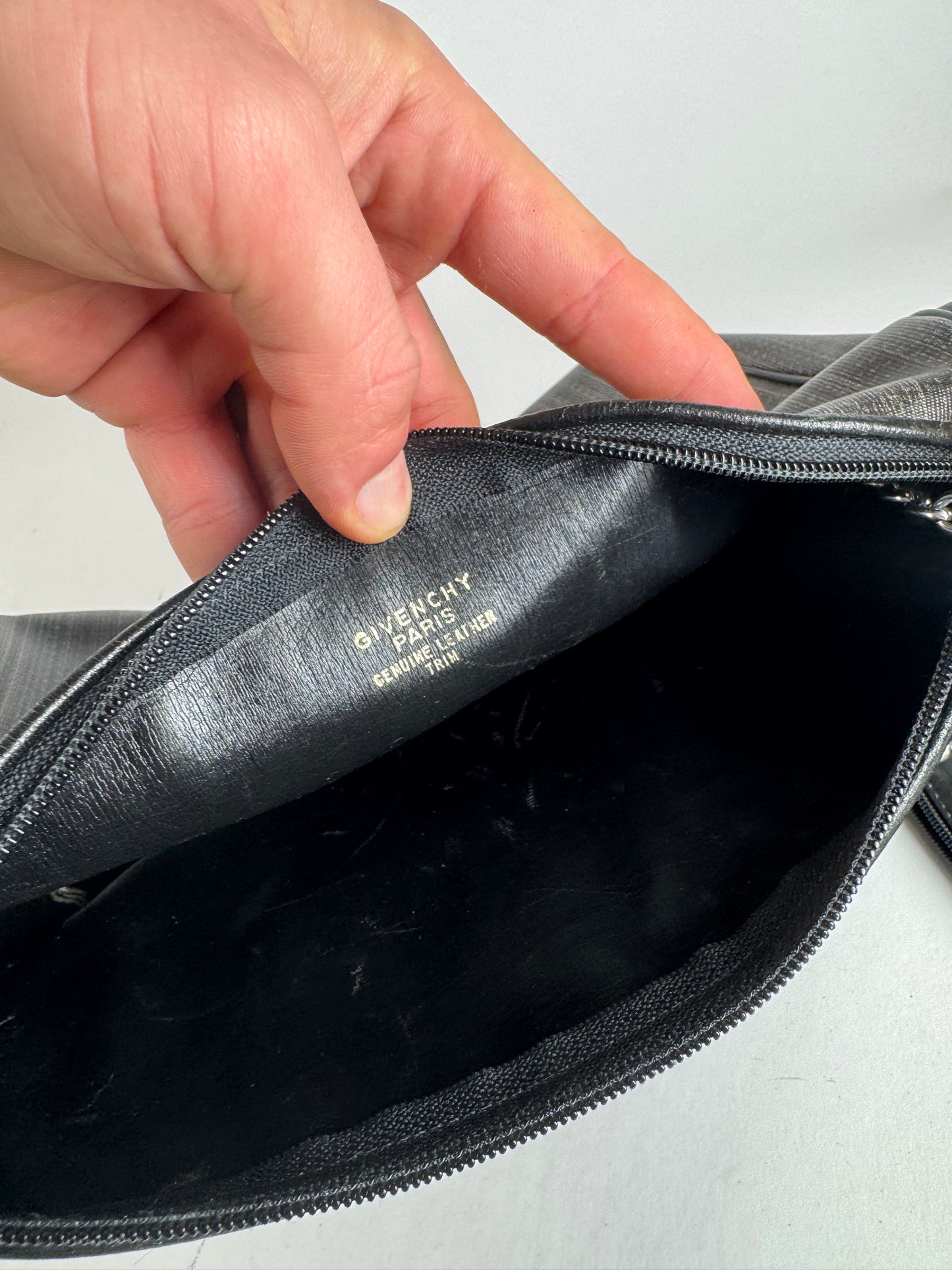 Vintage Givenchy 2Way Leather Handbag Black Grey