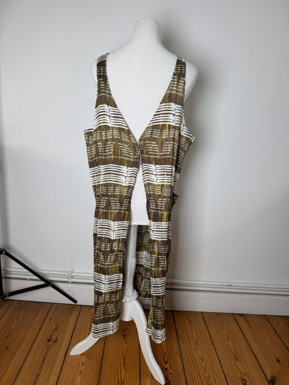 Vintage Issey Miyake Pleats Please Sleeveless Dress Olive Abstract Print