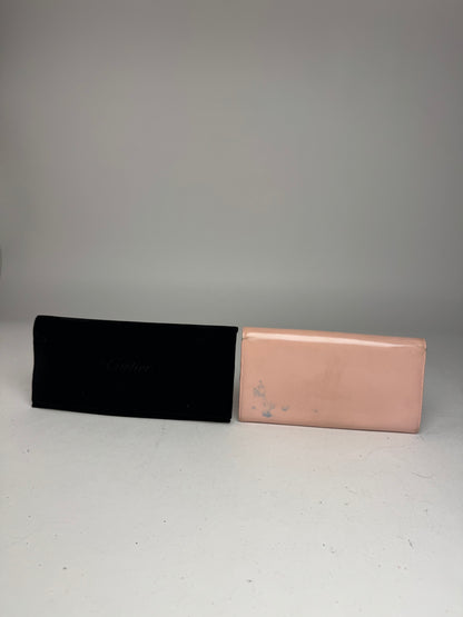 Vintage Cartier Patent Leather Wallet Pink