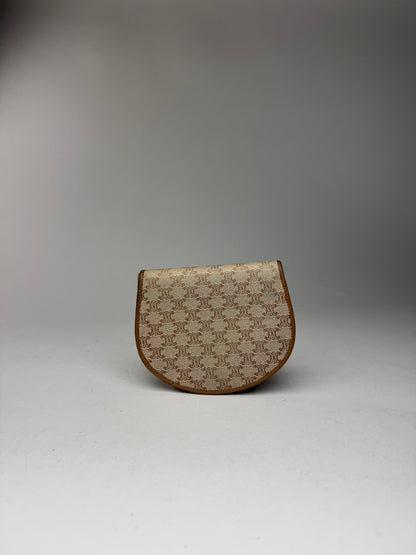 Vintage Celine Triomphe Leather wallet beige brown