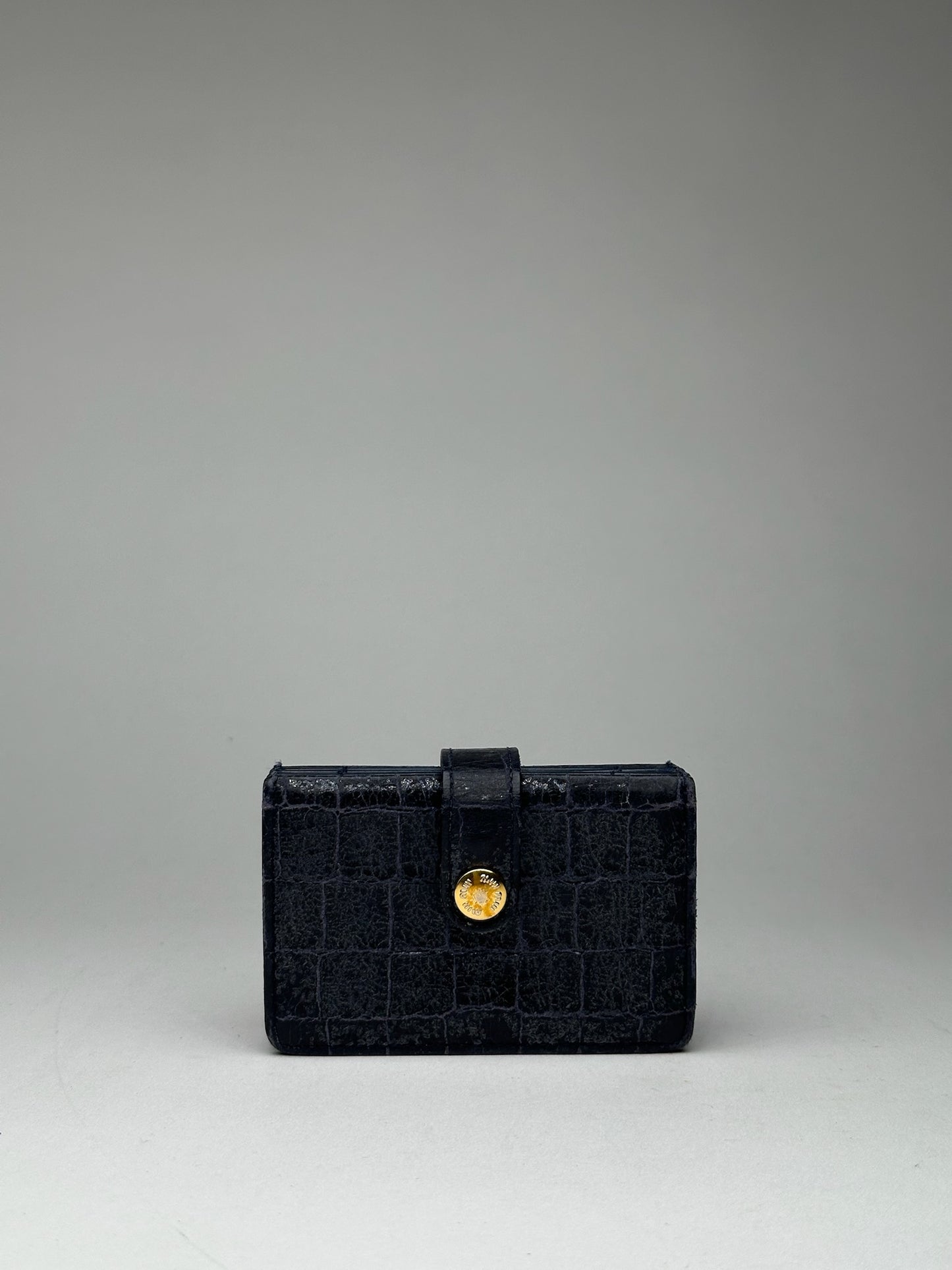 Vintage Miu Miu Patent Leather Card Holder Navy