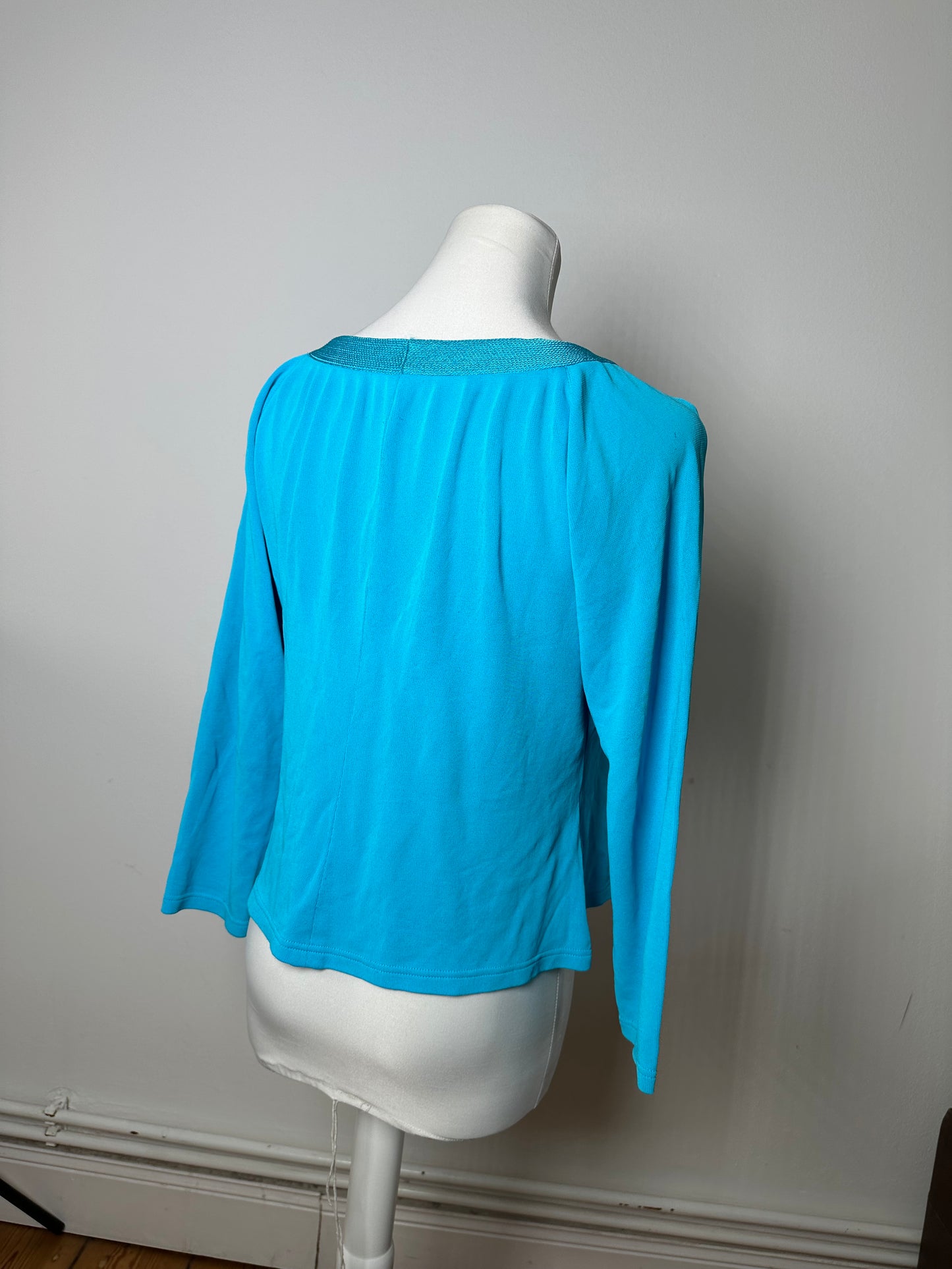 Vintage Christian Dior Boat Neck Knit Top Turquoise L