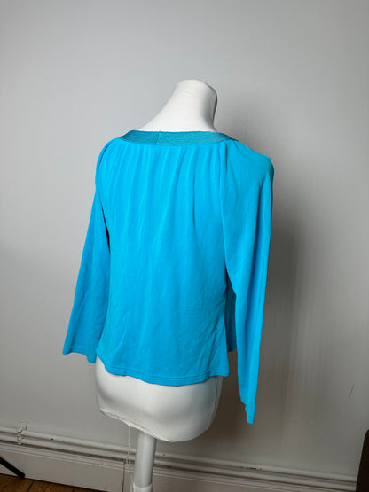 Vintage Christian Dior Boat Neck Knit Top Turquoise L