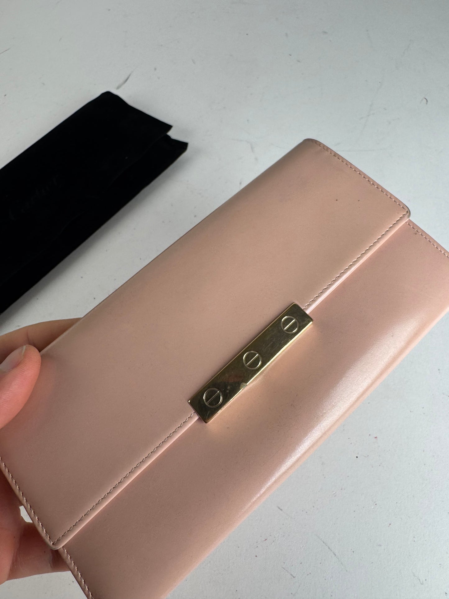 Vintage Cartier Patent Leather Wallet Pink